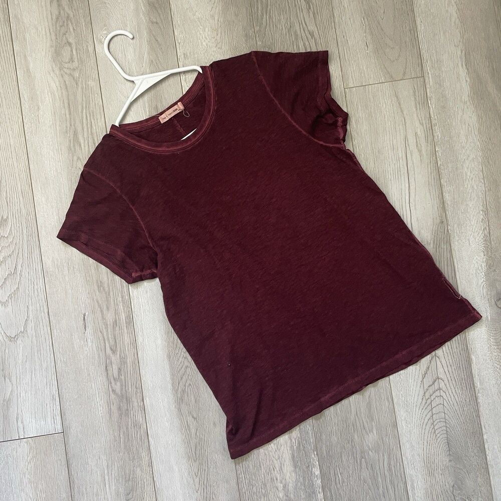 Rag & Bone Tshirt cotton slub dyed womens Red (medium) basic minimalist dark